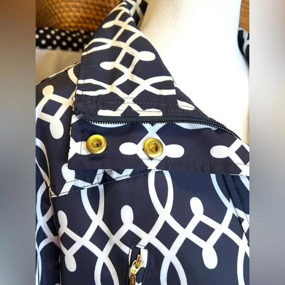 Crown & Ivy Charming Navy and White Rain Jacket  Size Small - Picture 7 of 12